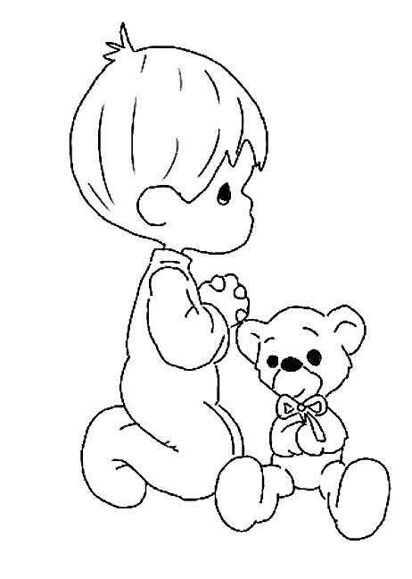 Coloring Pages For Boys Of Teddy
 Precious Moments Coloring Page boy with teddy bear