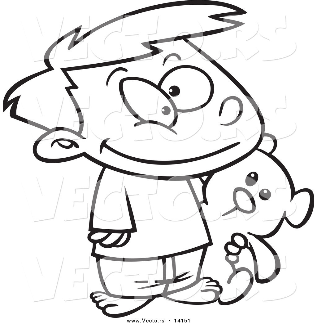 Coloring Pages For Boys Of Teddy
 Vector of a Cartoon Happy Boy Carrying His Teddy Bear