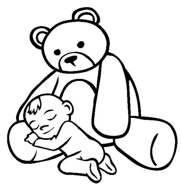 Coloring Pages For Boys Of Teddy
 Baby Asleep In The Lap Teddy Bear Coloring Page Color