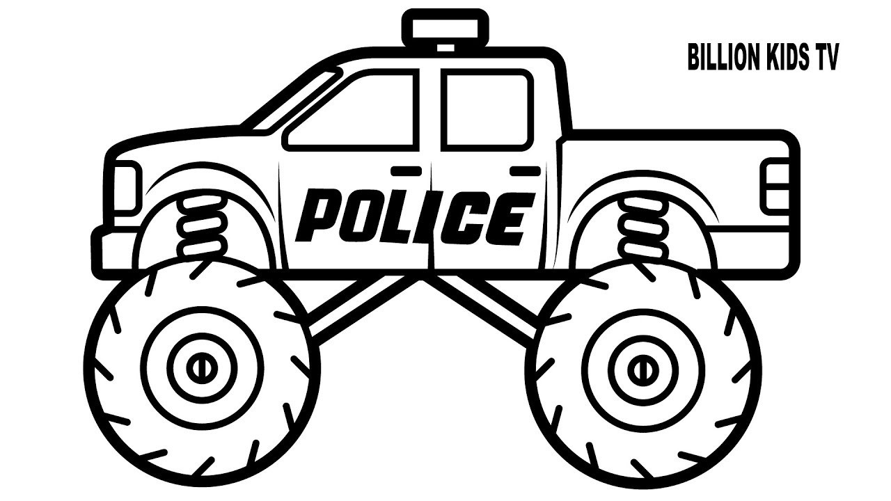 Coloring Pages For Boys Police Car
 Police monster truck coloring book for kids
