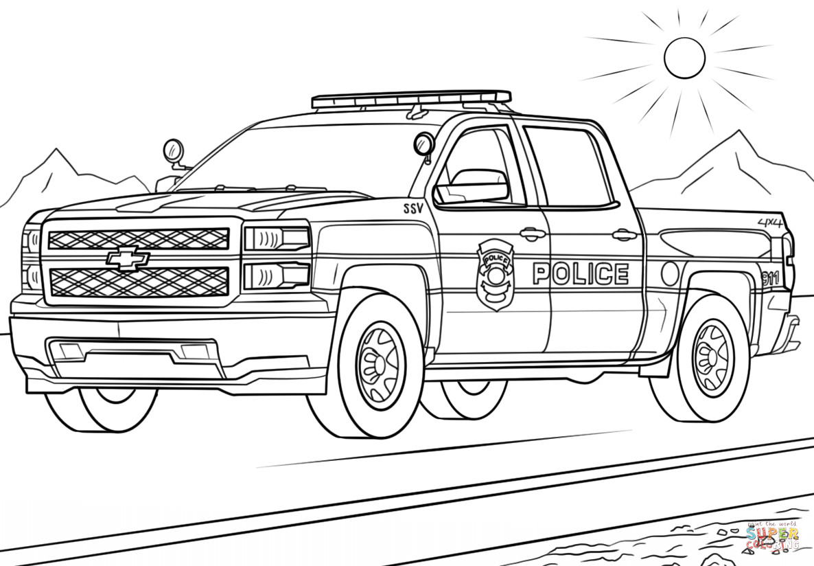 Coloring Pages For Boys Police Car
 Police Truck coloring page