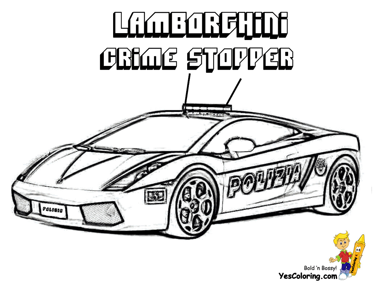 Coloring Pages For Boys Police Car
 Rich Relentless Lamborghini Cars Coloring