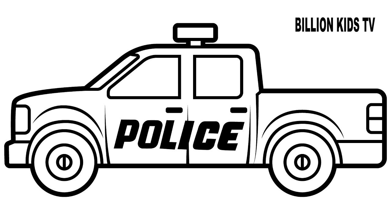 Coloring Pages For Boys Police Car
 Drawing police truck coloring for kids
