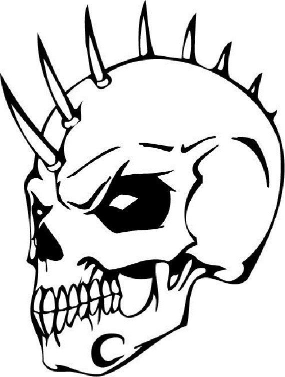 Coloring Pages For Boys Skeletons
 skull with mohawk Decals in 2019