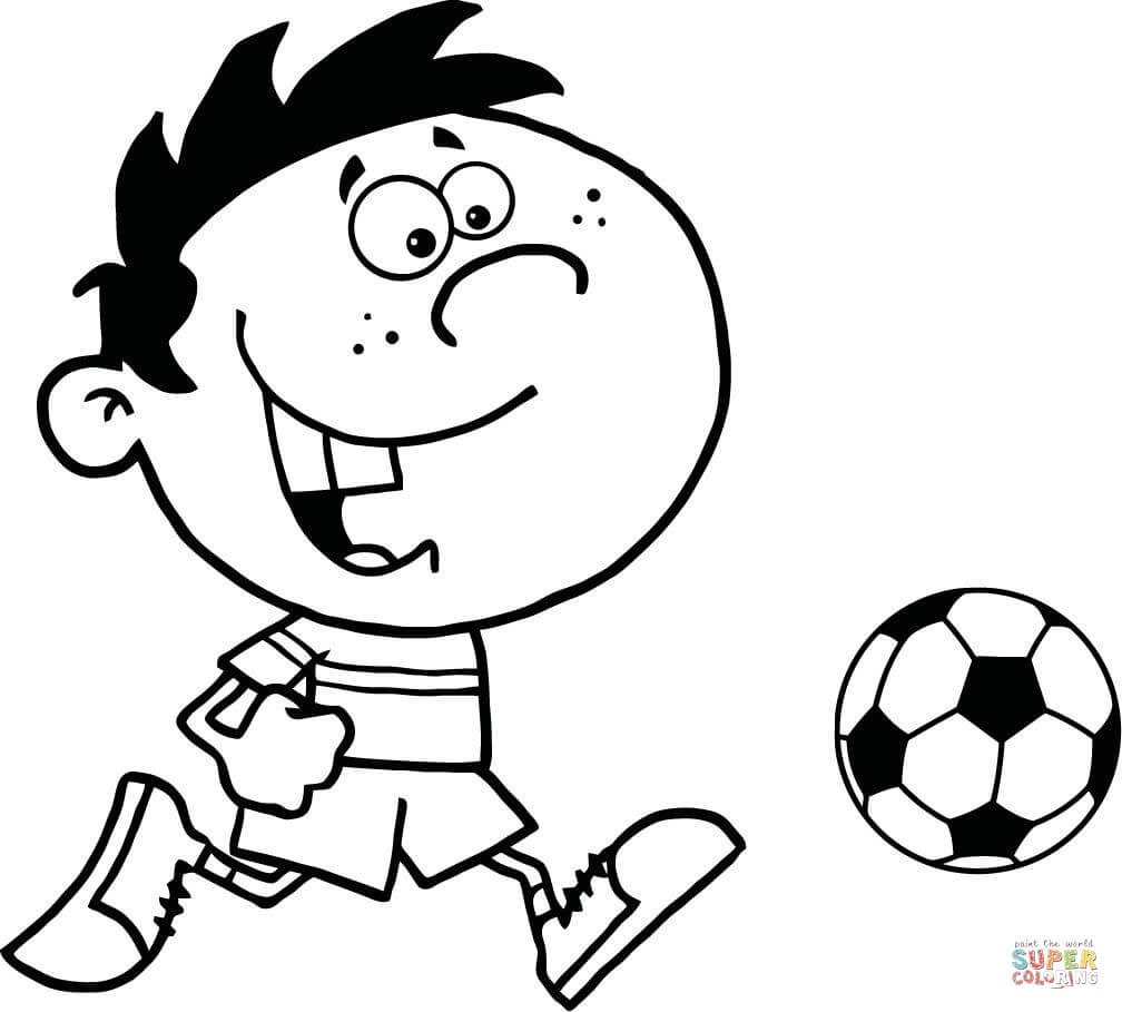 Coloring Pages For Boys Soccer
 Soccer Boy with Ball coloring page