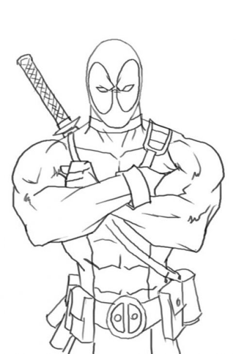 Coloring Pages For Boys Super Heroes
 line Deadpool Coloring Page Free To Print