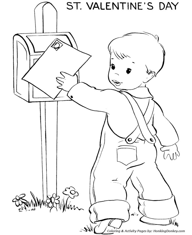 Coloring Pages For Boys Valentines
 Valentine s Day Cards Coloring Pages Boy Mailing a