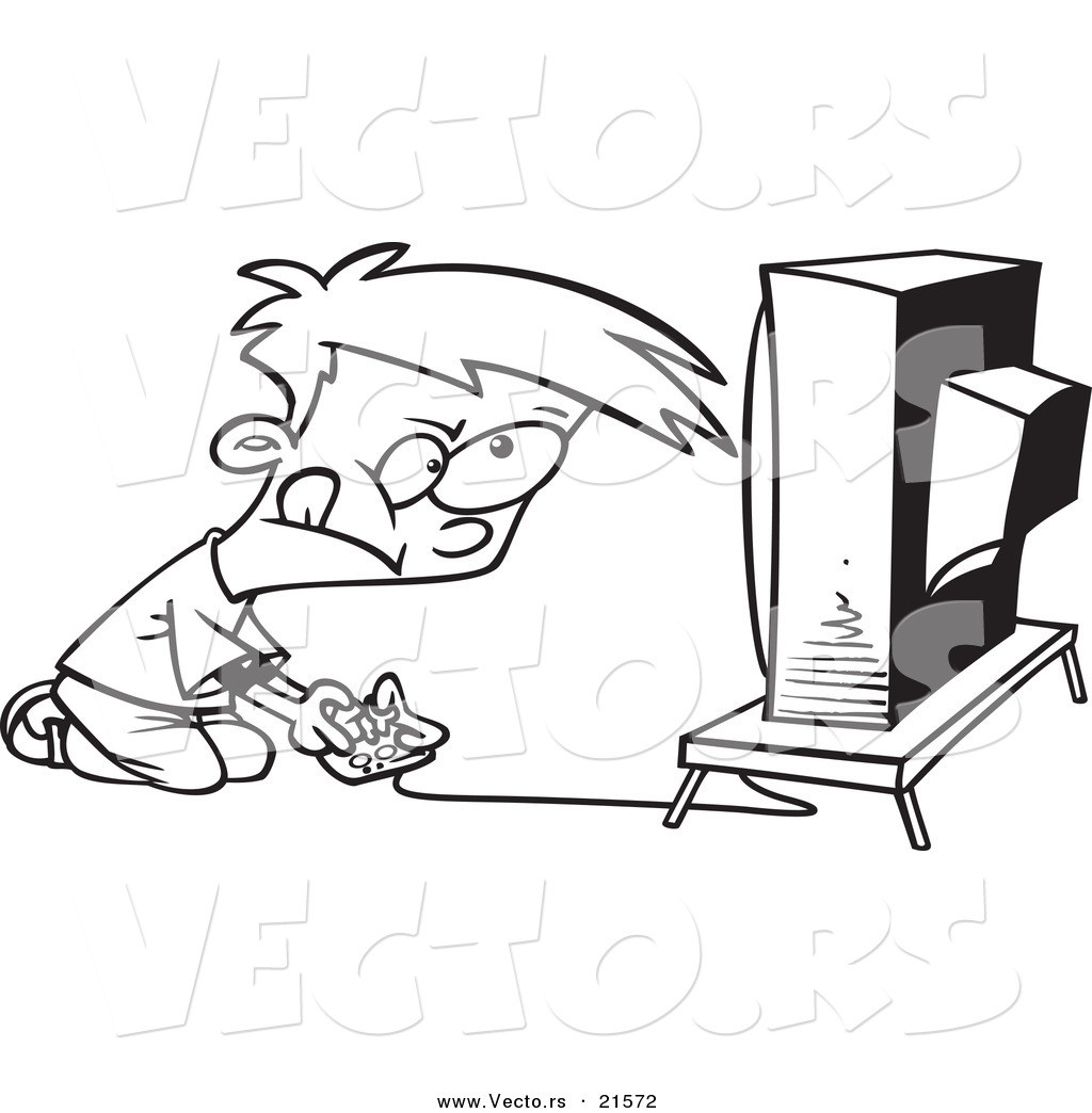 Coloring Pages For Boys Video Games
 Vector of a Cartoon Video Game Boy Outlined Coloring