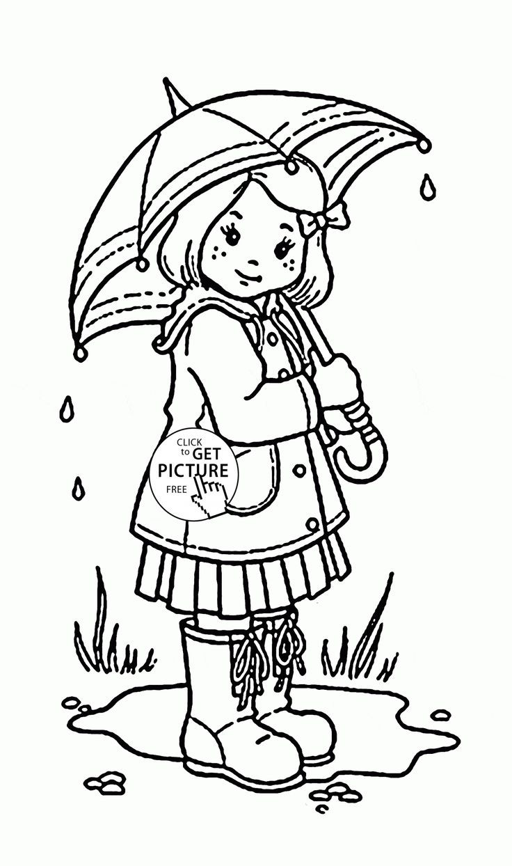Coloring Pages For Girl Kids
 Girl and Umbrella coloring page for kids spring coloring