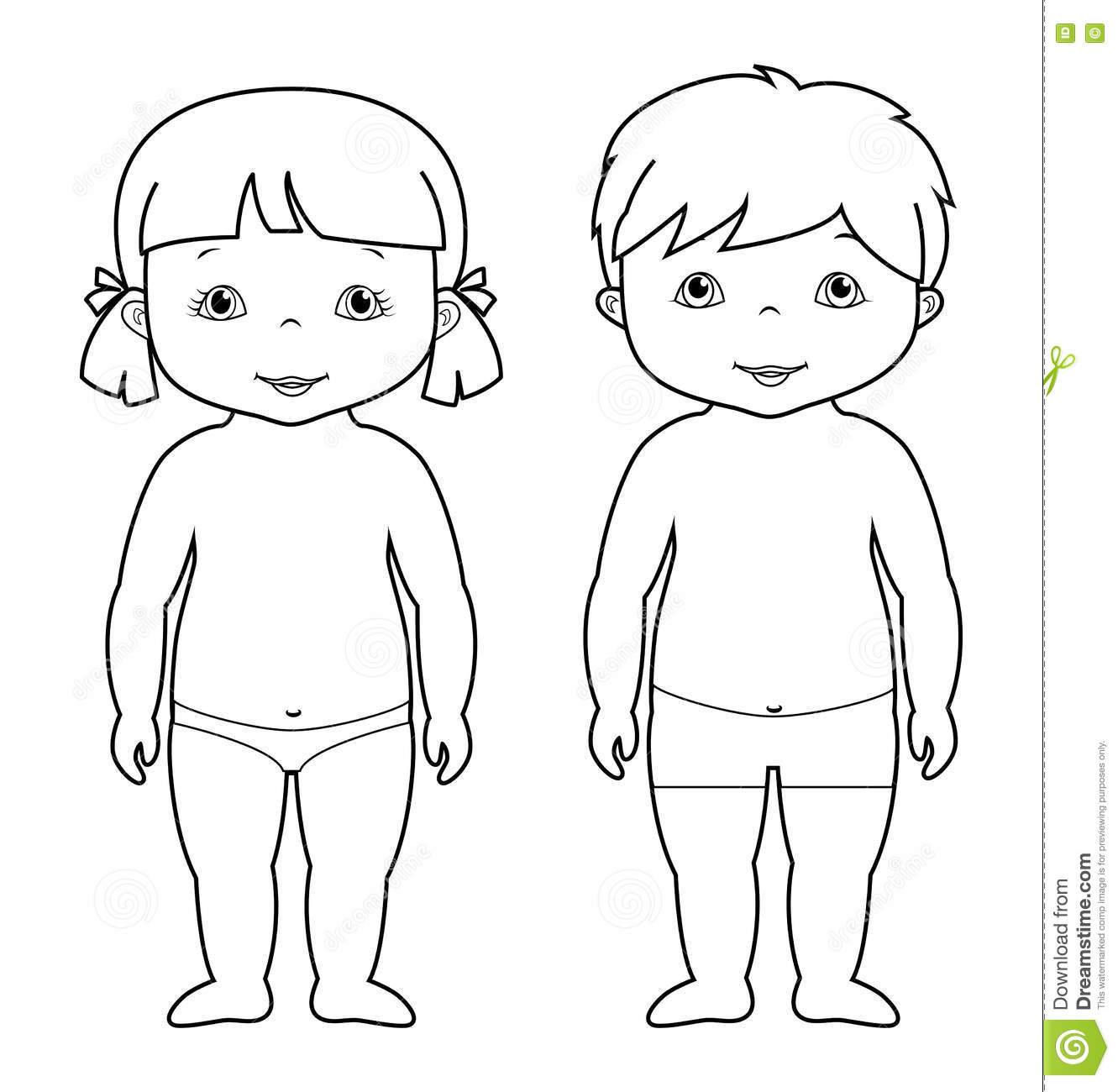 Coloring Pages For Girls And Boys
 Vector Coloring Page Cute Baby Boy And Girl Stock