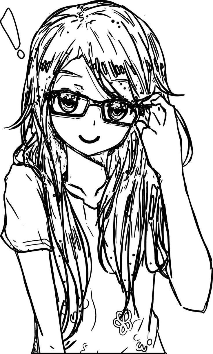 Coloring Pages For Girls Detailed
 awesome Anime Art Girl Glasses Coloring Page
