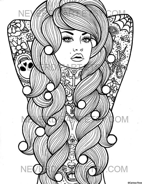 Coloring Pages For Girls Detailed
 Digital Download Print Your Own Coloring Book Outline Page