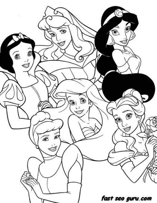 Coloring Pages For Girls Disney Princess
 Printable Beautiful Disney princesses coloring pages for girls