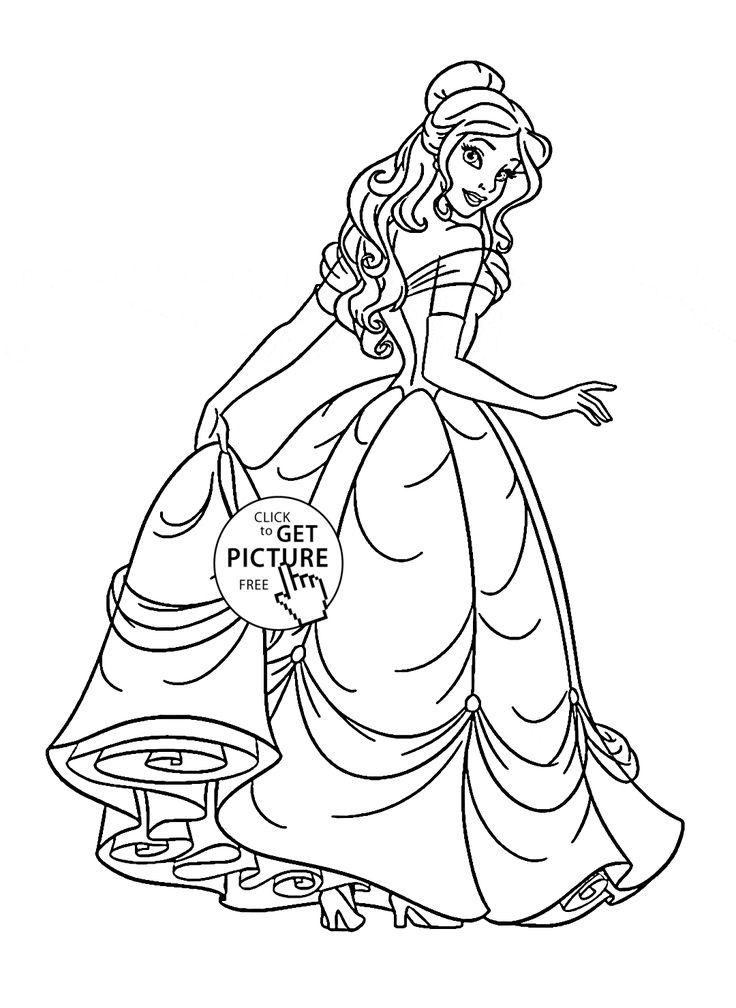 Coloring Pages For Girls Disney Princess
 Disney Princess Belle coloring page for kids disney