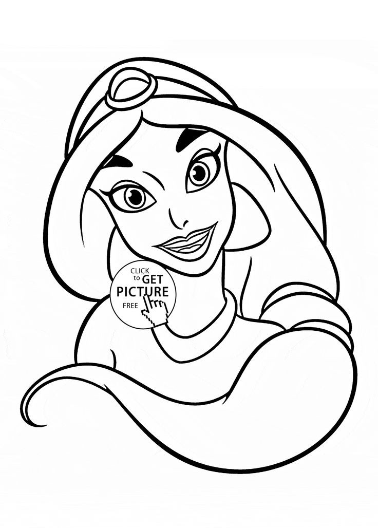Coloring Pages For Girls Disney Princess
 Disney Princess Jasmine face coloring page for kids