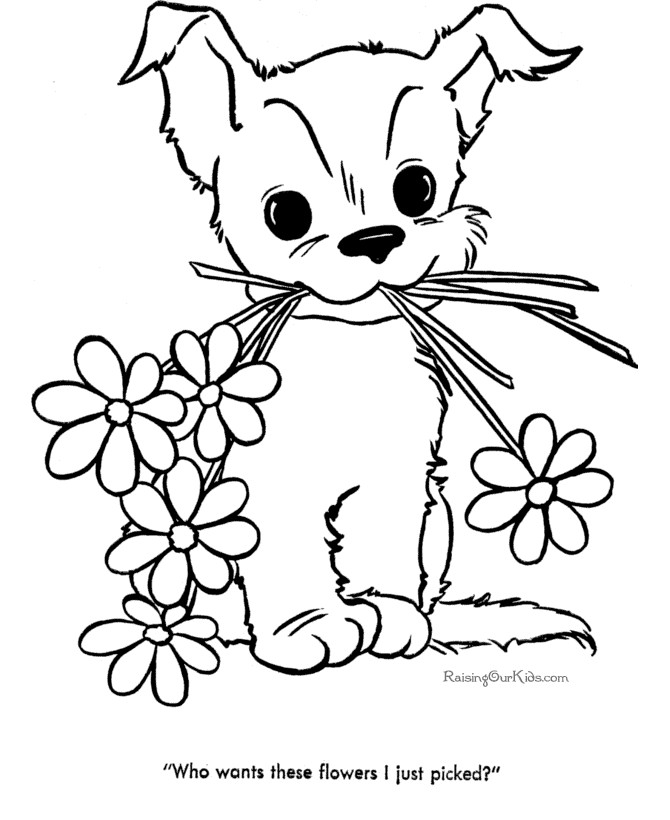 Coloring Pages For Girls Flowers
 Cute puppy pictures to color 085 dog pic