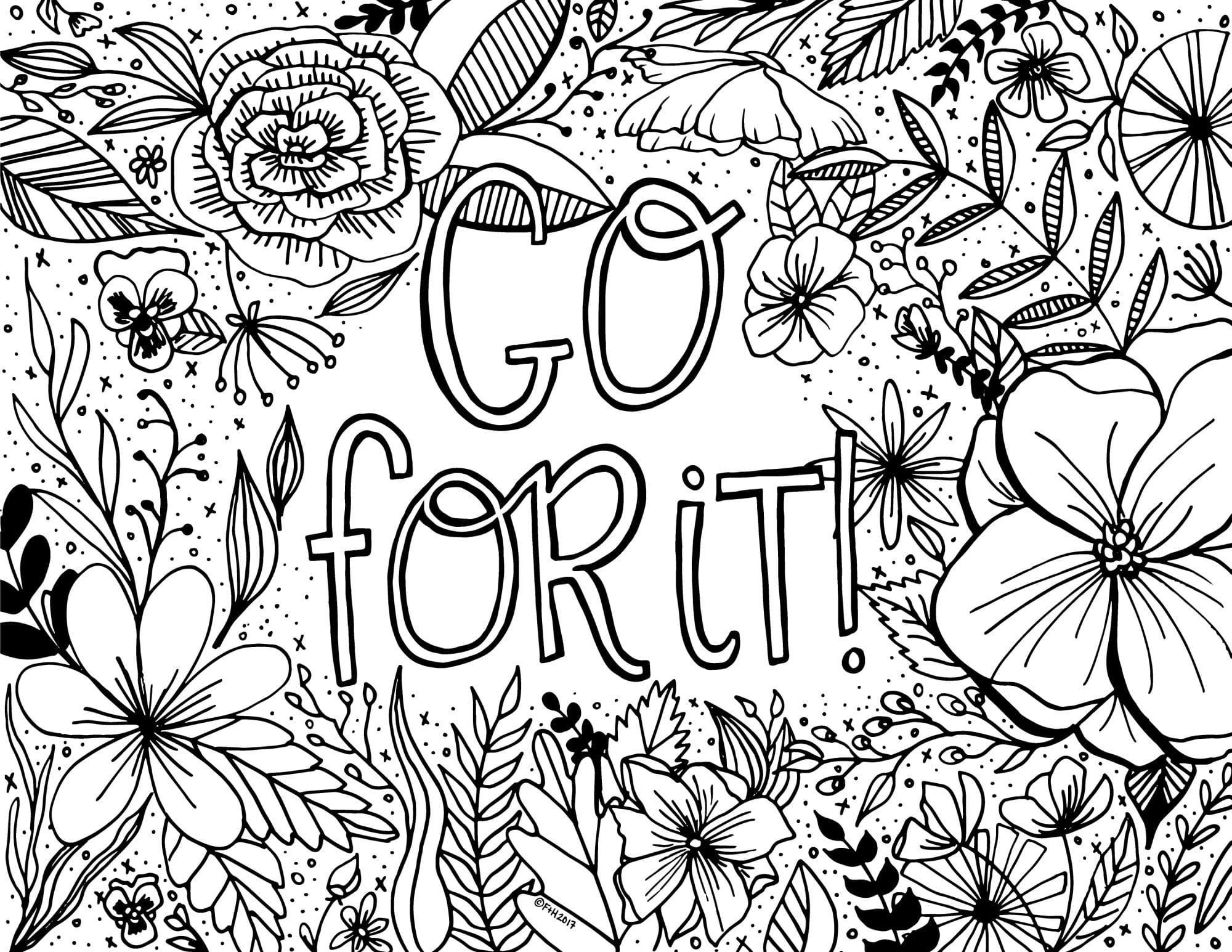 Coloring Pages For Girls Flowers
 Free Encouragement Coloring Page Printable
