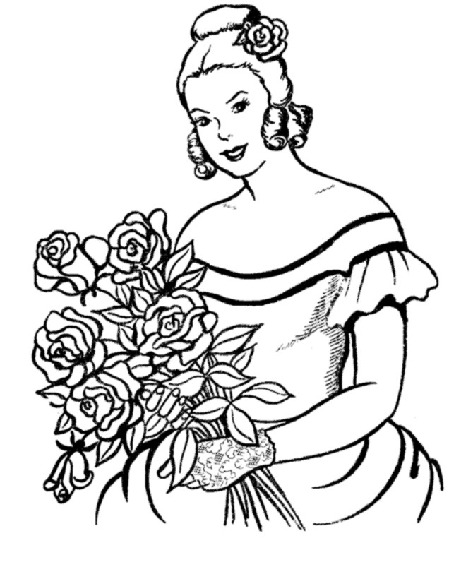 Coloring Pages For Girls Flowers
 BlueBonkers Girl Coloring Pages Girl with flowers