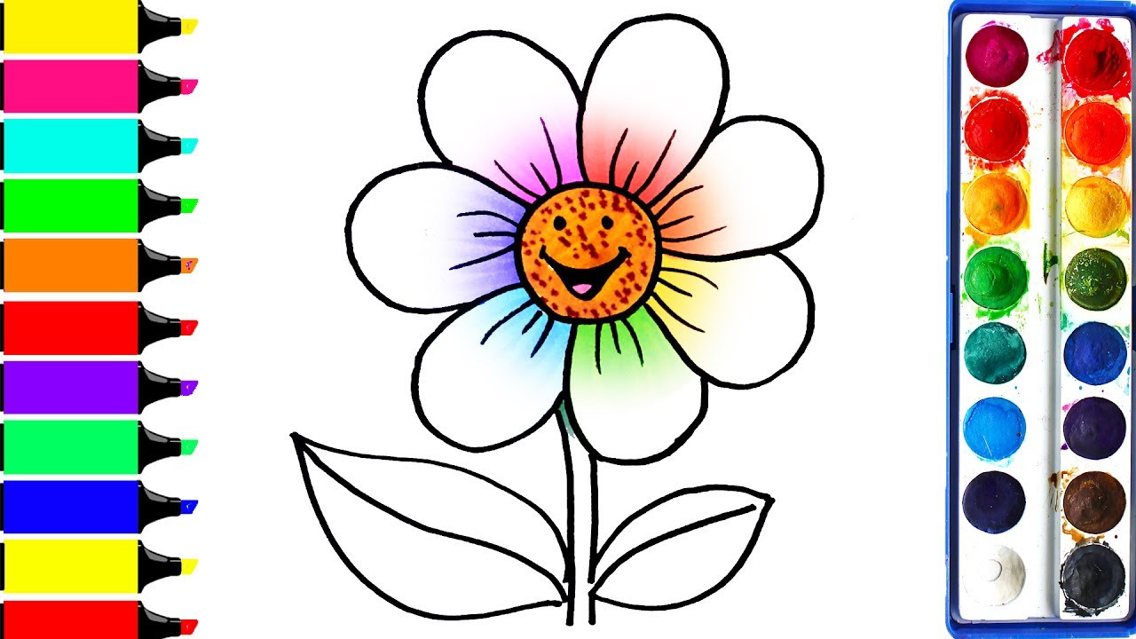 Coloring Pages For Girls Flowers
 Rainbow Flower Coloring Page Drawing Cute Flower