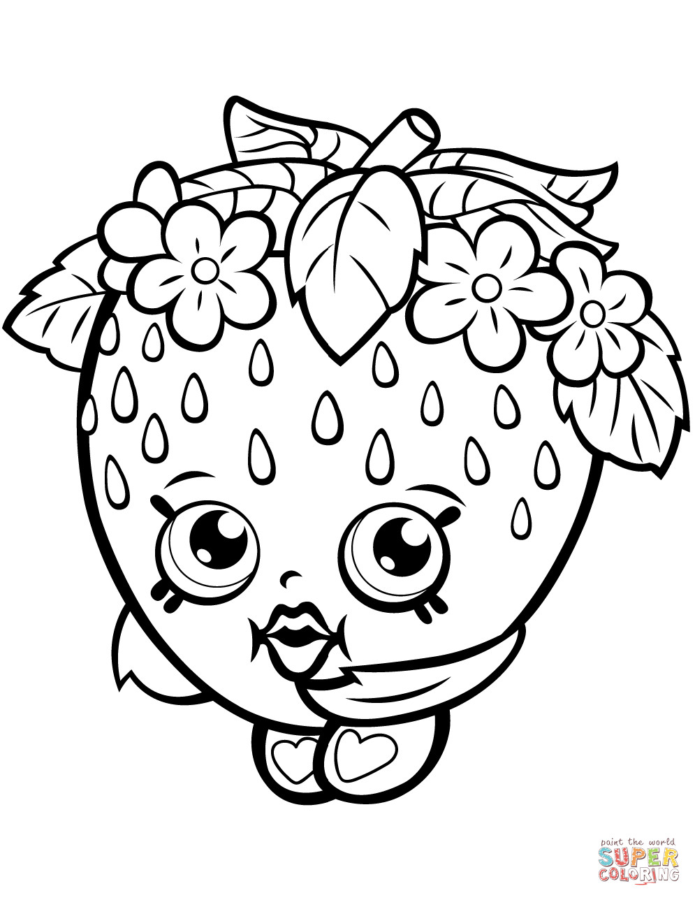 Coloring Pages For Girls Shopkins Apple
 Strawberry Kiss Shopkin coloring page