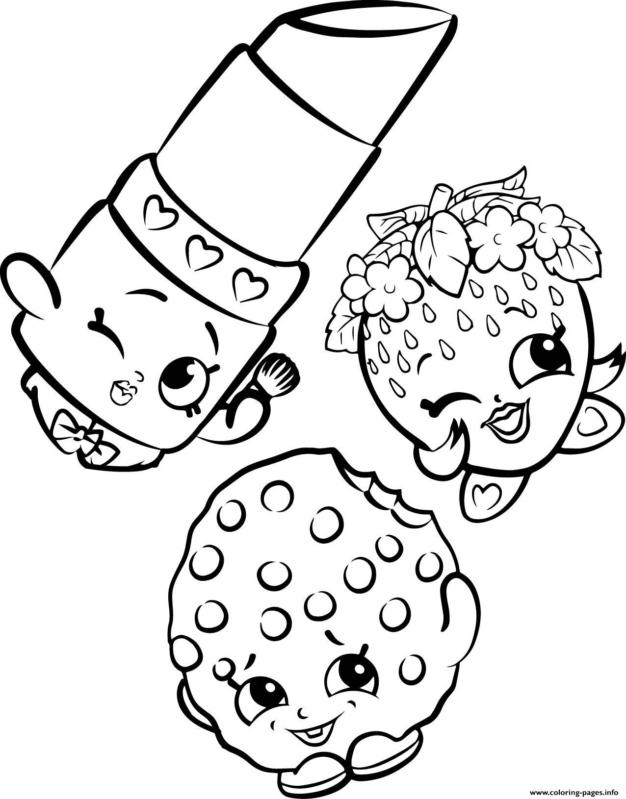 Coloring Pages For Girls Shopkins Cookie
 Free Shopkins Strawberry Lipstick Cookie Coloring Pages