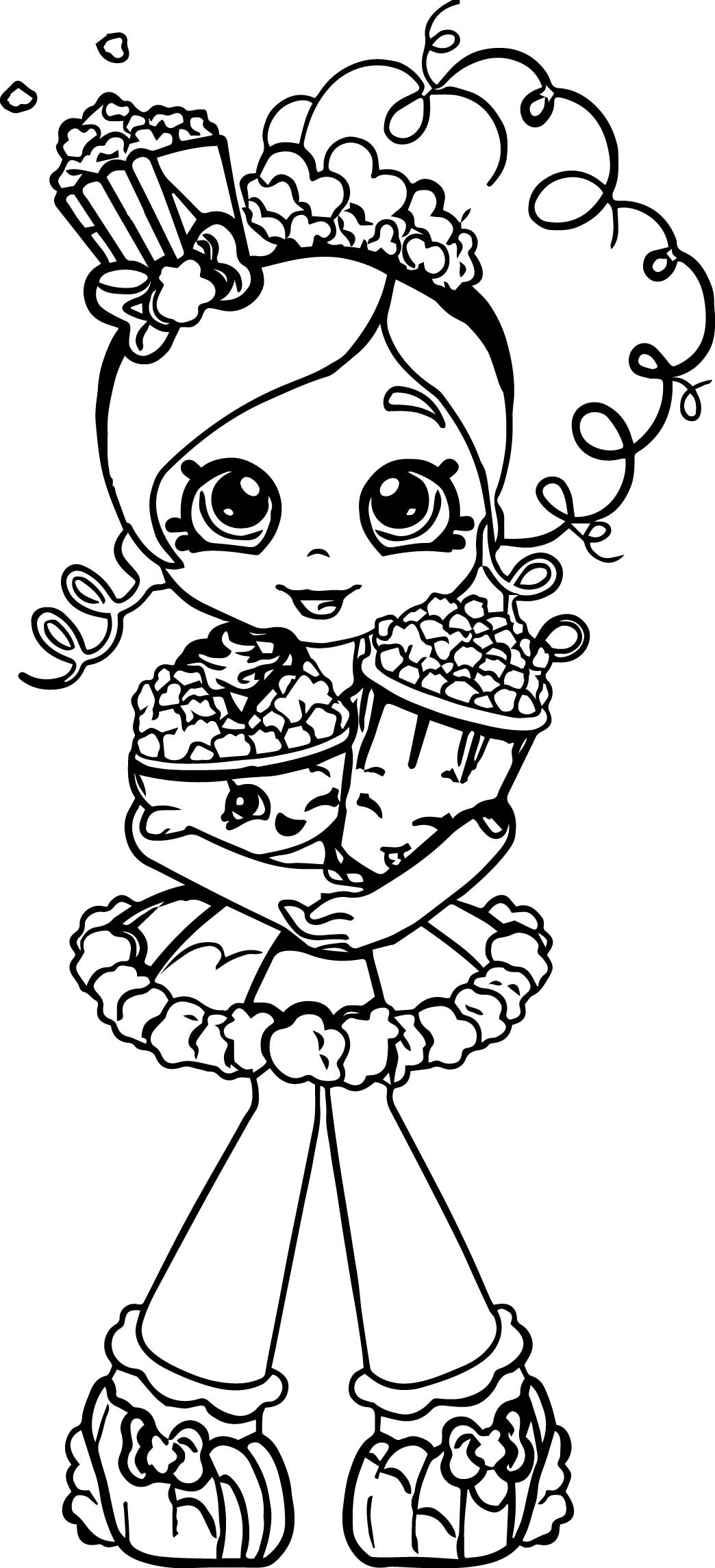 Coloring Pages For Girls Shopkins
 Popcorn Shopkins Girl Coloring Page