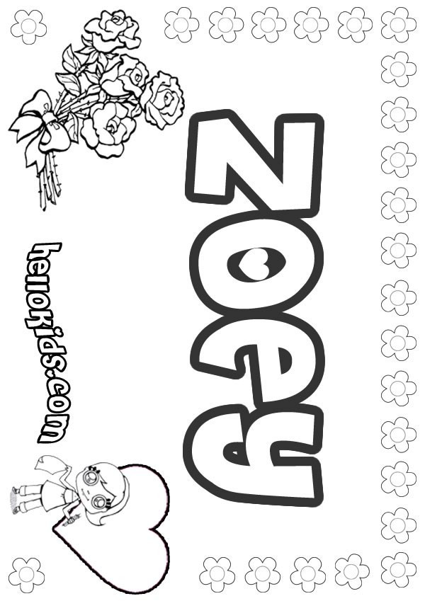 Coloring Pages For Girls Spelling Zoey
 Zoey coloring pages Hellokids