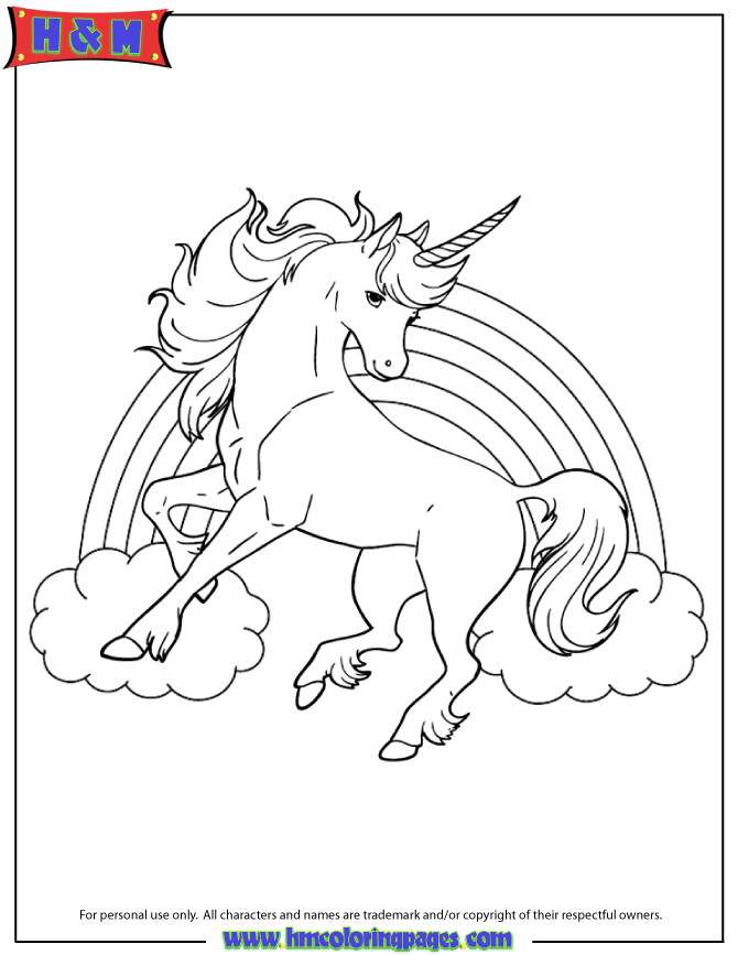 Coloring Pages For Girls Unicorns
 Unicorn Horse With Rainbow For Girls Coloring Page