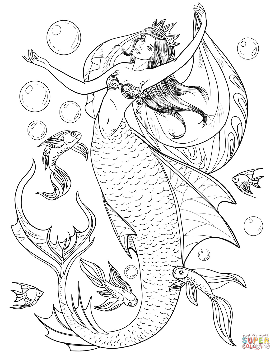 Coloring Pages For Toddlers Mermaid
 Mermaid coloring page