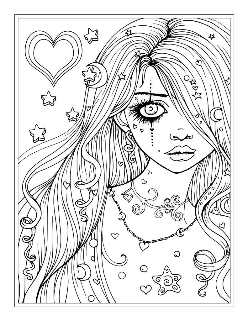 Coloring Pages For Young Adult Girls
 "Worry" free fantasy girl coloring page by Molly Harrison