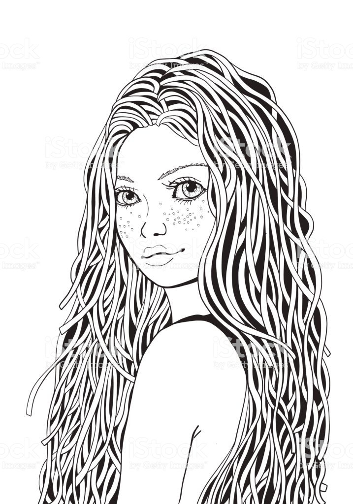 Coloring Pages For Young Adult Girls
 Cute Girl Coloring Book Page For Adult Black And White