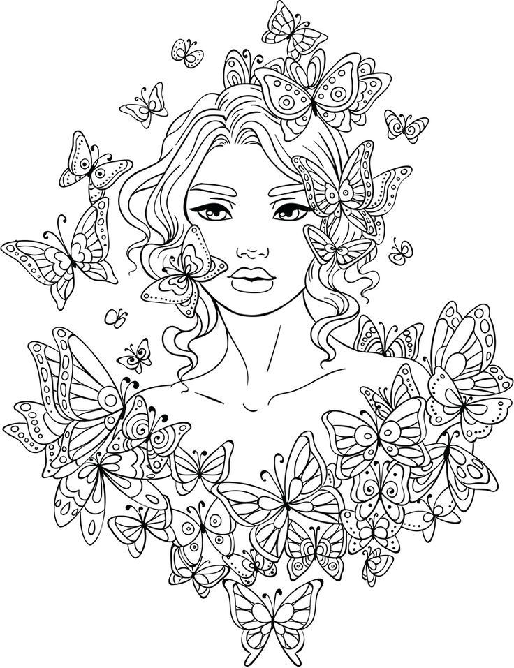 Coloring Pages For Young Adult Girls
 Line Artsy Free adult coloring page Butterflies Around