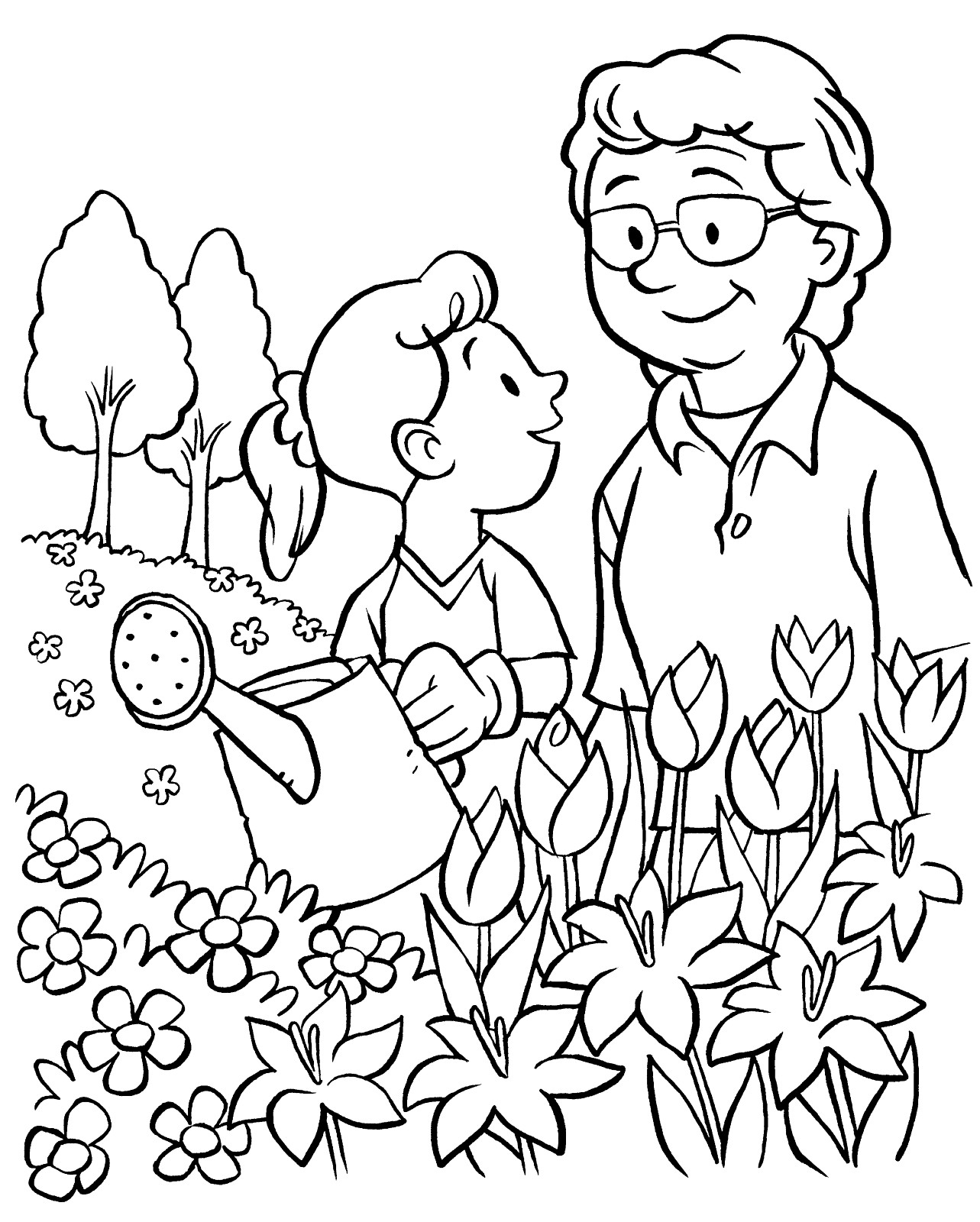 Coloring Pages Garden
 Watering the Garden