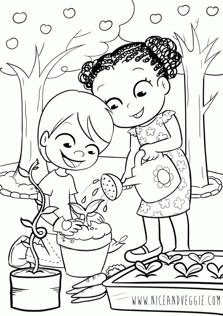 Coloring Pages Garden
 Kids Gardening Coloring pages for children