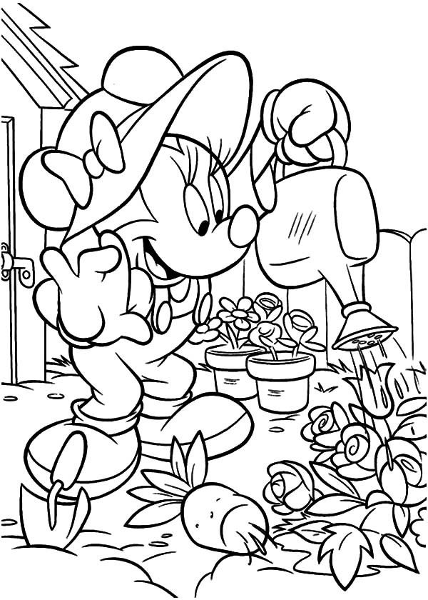 Coloring Pages Garden
 Minnie Mouse Working in the Garden Coloring Pages