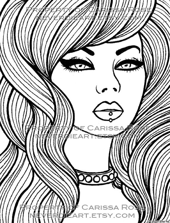 Coloring Pages Girls Hard
 Digital Download Print Your Own Coloring Book Outline Page