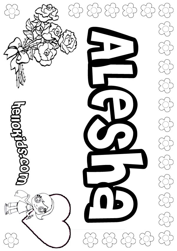 Coloring Pages Girls Names
 girls name coloring pages Alesha girly name to color