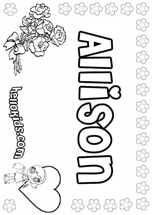 Coloring Pages Girls Names
 girls name coloring pages Allison girly name to color