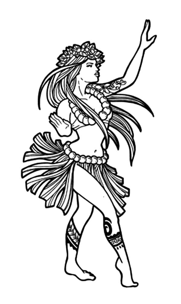 Coloring Pages Hula Girl
 Ethnic Dance Hula Girl Coloring Pages