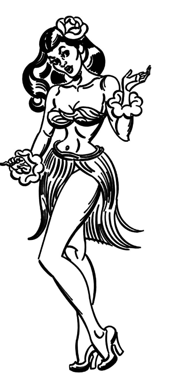 Coloring Pages Hula Girl
 Little Chubby Hula Girl Coloring Pages