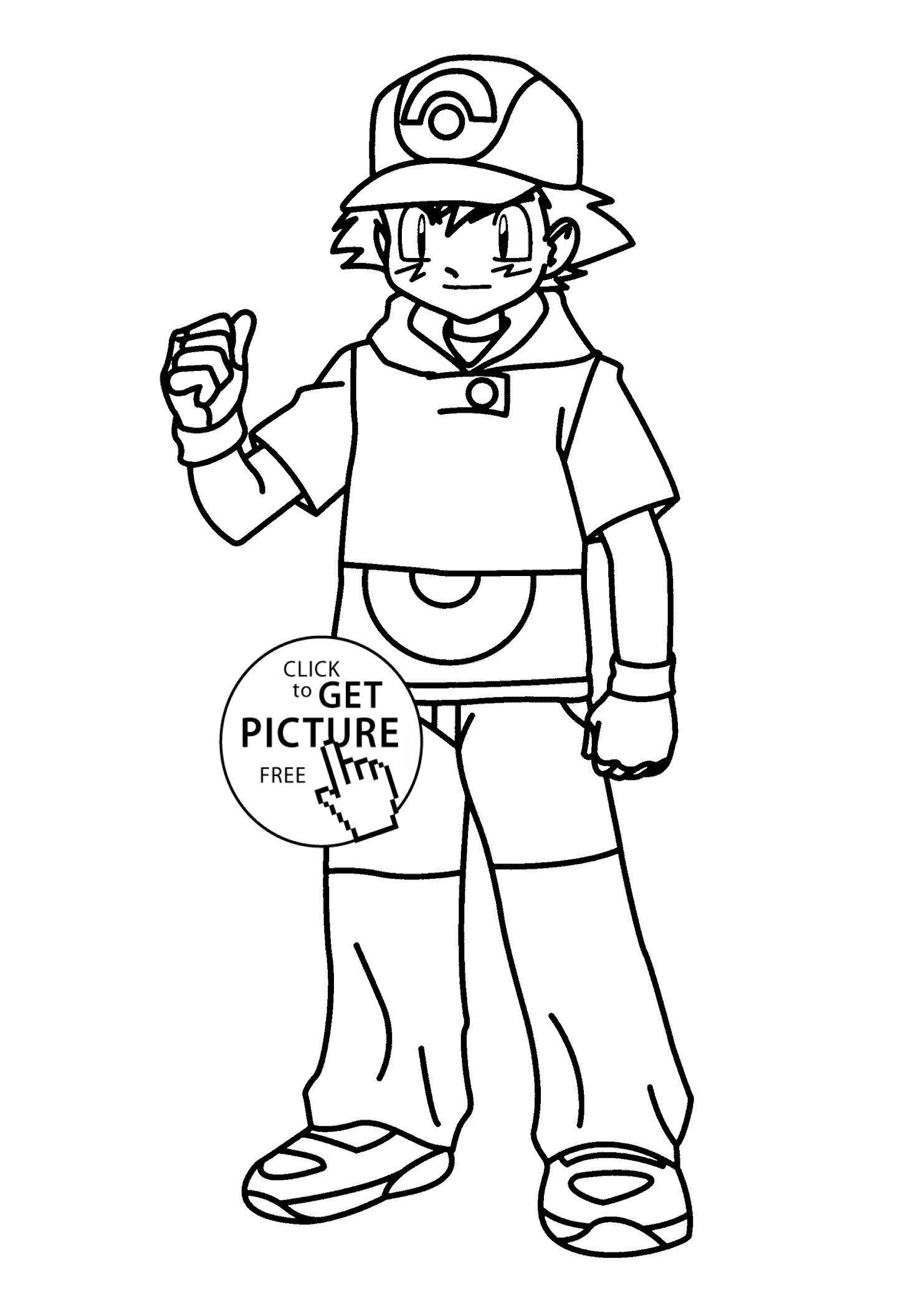 Coloring Pages Of Anime Characters Boys
 Boy from Pokemon anime coloring pages for kids printable free