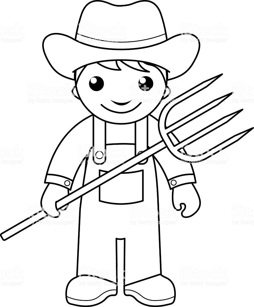 Coloring Pages Of Farmer Boys
 Farmer Coloring Page For Kids Stock Illustration