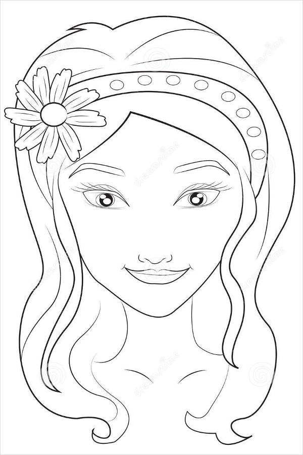 Coloring Pages Of Girls Faces
 9 Face Coloring Pages JPG AI Illustrator Download
