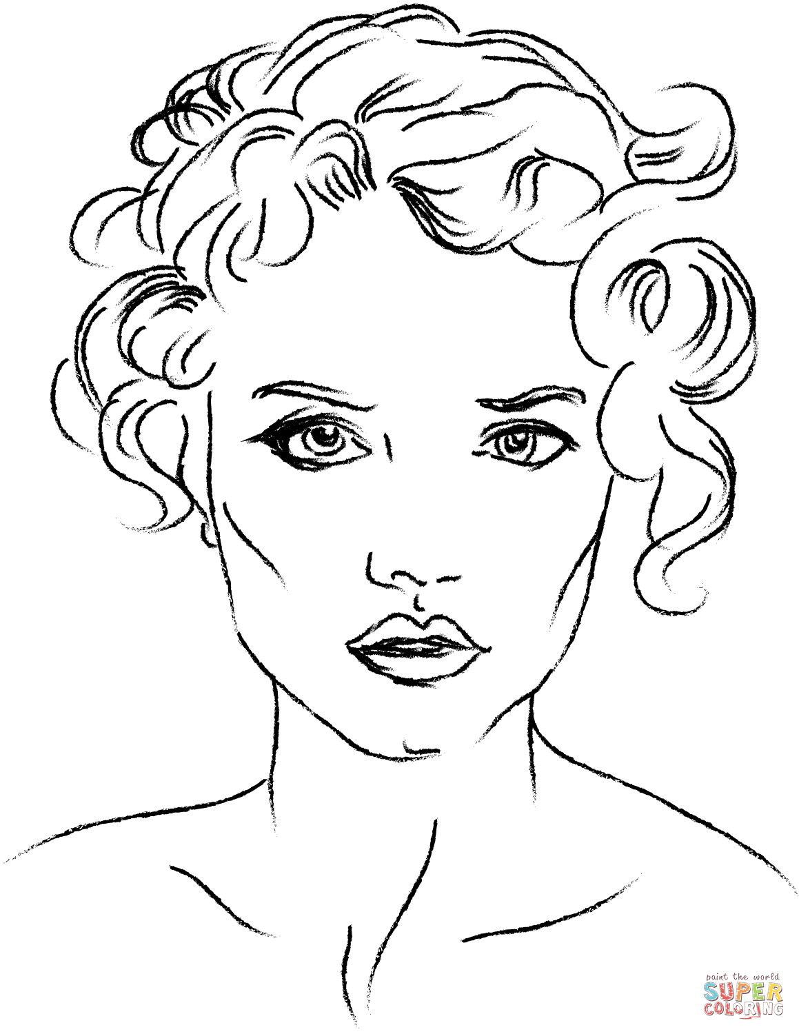 Coloring Pages Of Girls Faces
 Woman s Face coloring page