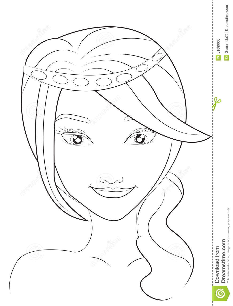 Coloring Pages Of Girls Faces
 Girl s face coloring page stock illustration Illustration