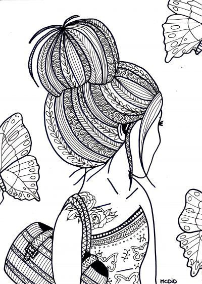 Coloring Pages Of Girls For Adults
 Free coloring page for adults Girl with tattoo Gratis