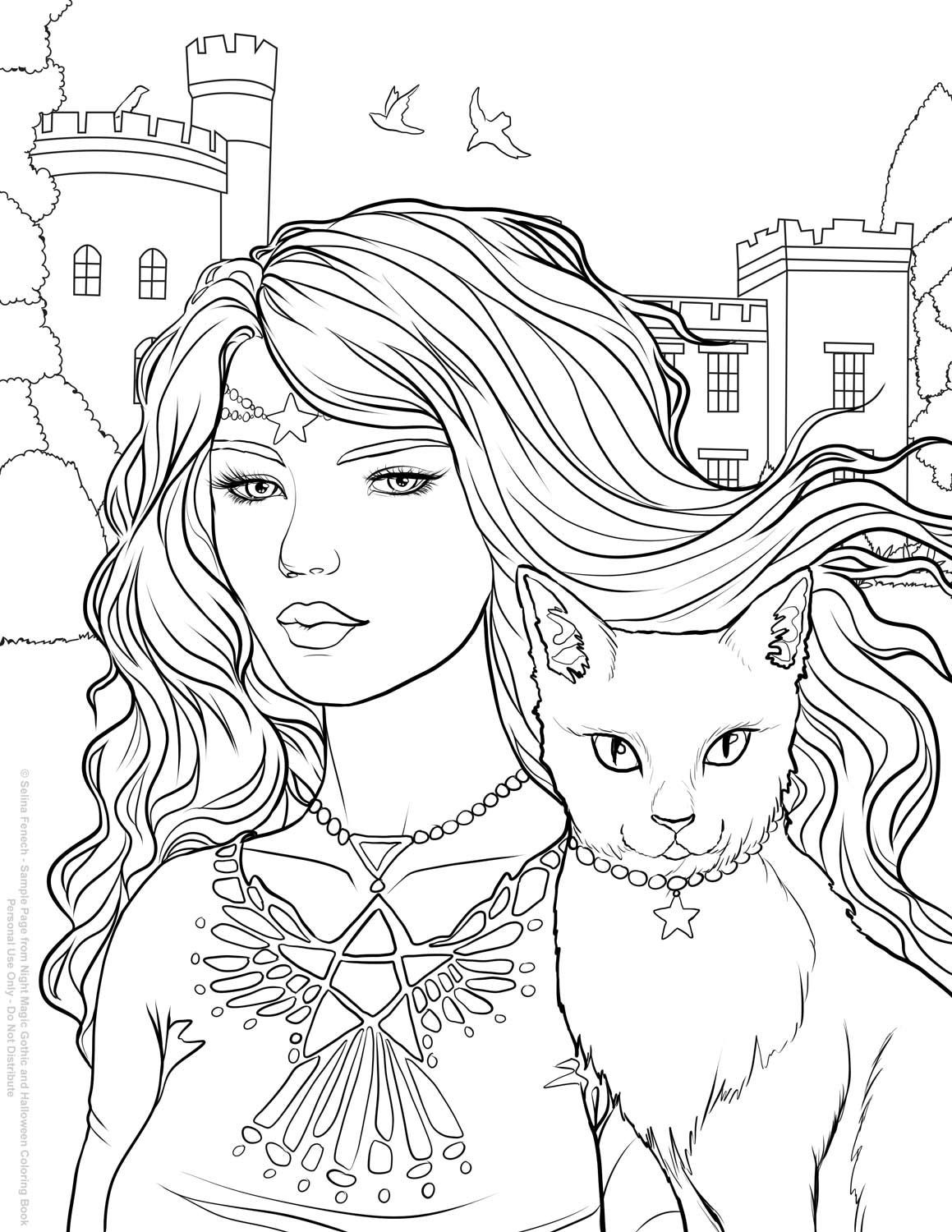 Coloring Pages Of Girls For Adults
 Selina Fenech halloween coloring page