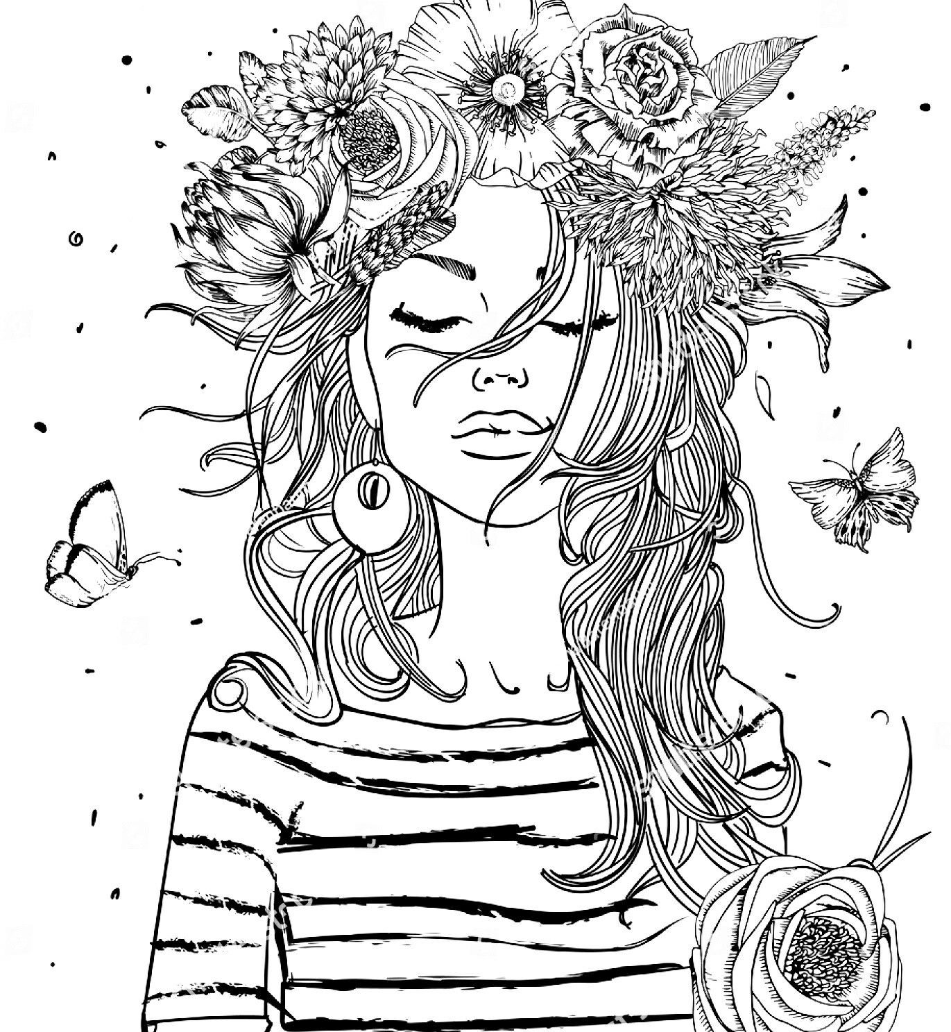 Coloring Pages Of Girls For Adults
 Pin by monica markin on coloring pages