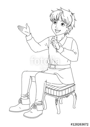 Coloring Pages Of Handsome Bad Boys
 "Cartoon boy sitting talking and smiling isolated