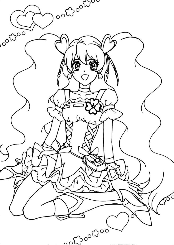 Coloring Pages Of Pretty Girls
 Pretty cure anime girls coloring pages for kids printable